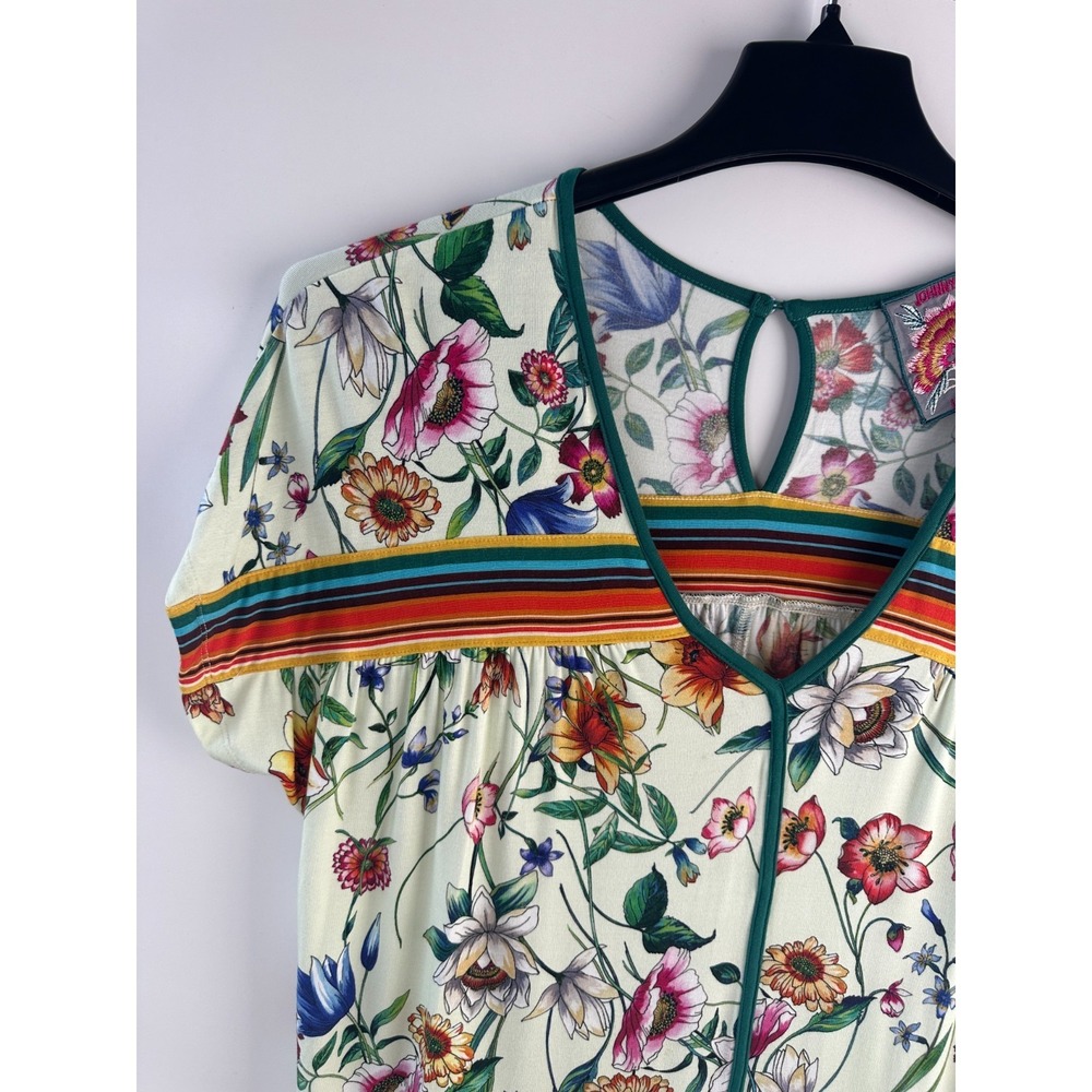 Johnny Was Felix Trapeze Midi Dress Floral Medium SS V-Neck Stretch Bamboo Blend - Picture 4 of 16